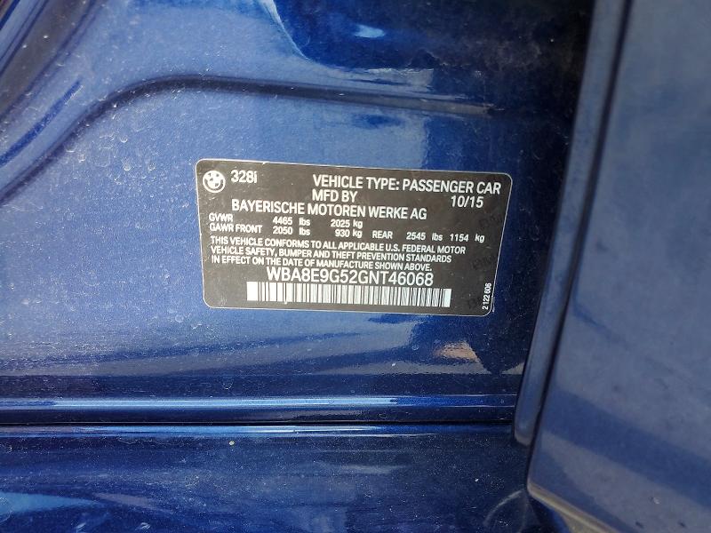 Продажа на аукционе авто 2016 Bmw 328, vin: WBA8E9G52GNT46068, номер лота: 78848385