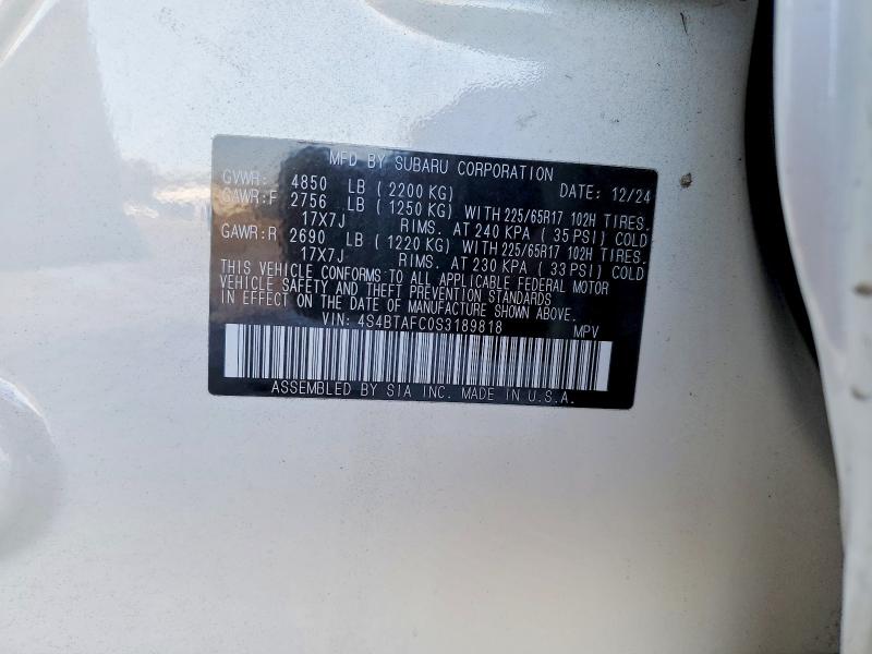 75084845 :رقم المزاد ، 4S4BTAFC0S3189818 vin ، 2025 Subaru Outback مزاد بيع