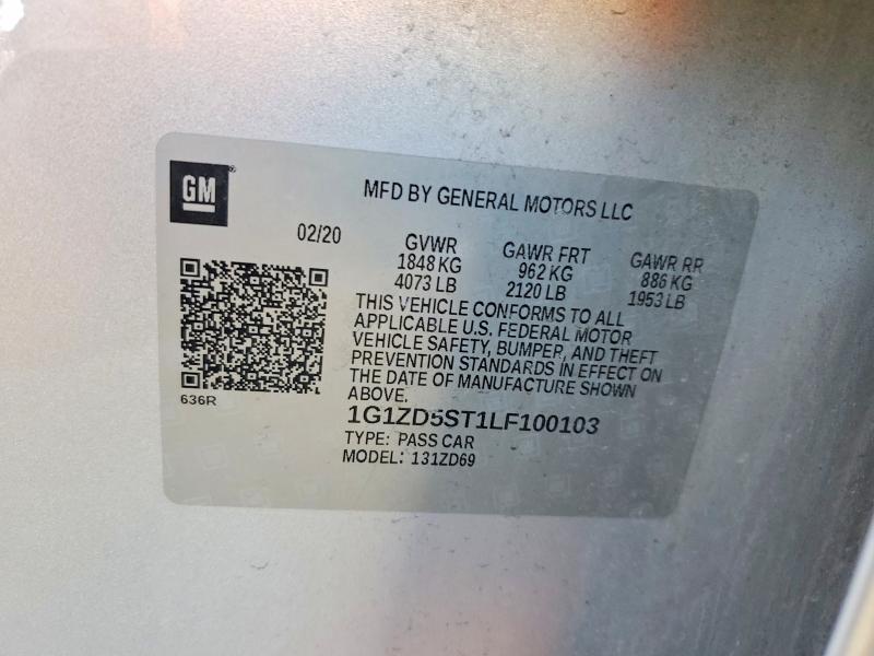 Продажа на аукционе авто 2020 Chevrolet Malibu, vin: 1G1ZD5ST1LF100103, номер лота: 76197775