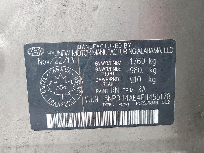 Продажа на аукционе авто 2014 Hyundai Elantra, vin: 5NPDH4AE4EH455178, номер лота: 76036005