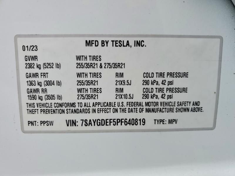 Aukcja sprzedaży 2023 Tesla Model Y, vin: 7SAYGDEF5PF640819, numer aukcji: 78832405