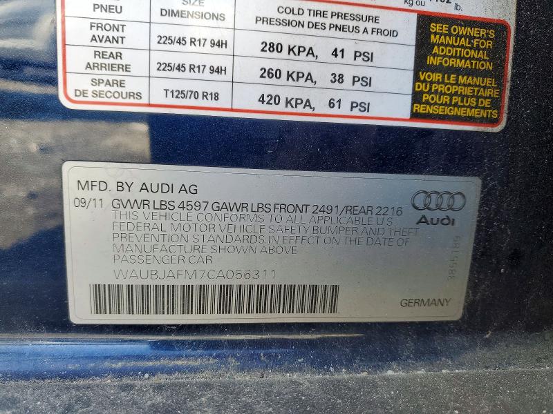 73015965 :رقم المزاد ، WAUBJAFM7CA056311 vin ، 2012 Audi A3 مزاد بيع
