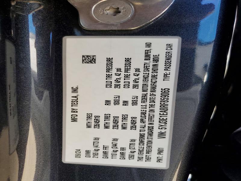Продажа на аукционе авто 2024 Tesla Model 3, vin: 5YJ3E1EA8RF859065, номер лота: 78908105