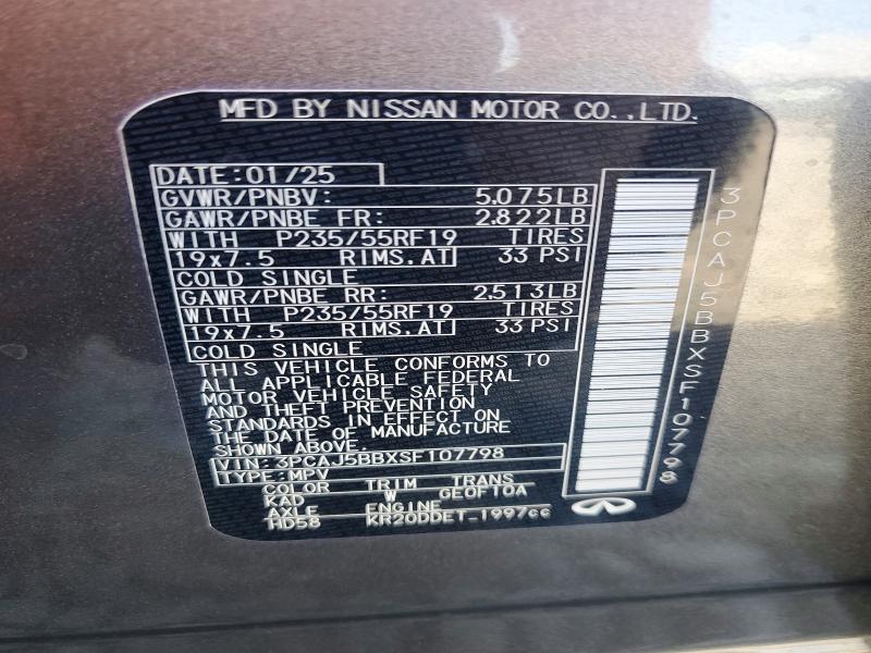 Aukcja sprzedaży 2025 Infiniti Qx50, vin: 3PCAJ5BBXSF107798, numer aukcji: 77839705