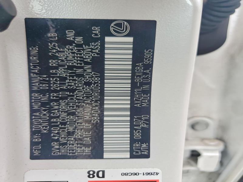 2024 Lexus Es მანქანა იყიდება აუქციონზე, vin: 58ADA1C10RU053817, აუქციონის ნომერი: 76993005