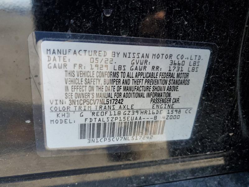 79226145 :رقم المزاد ، 3N1CP5CV7NL517242 vin ، 2022 Nissan Kicks مزاد بيع