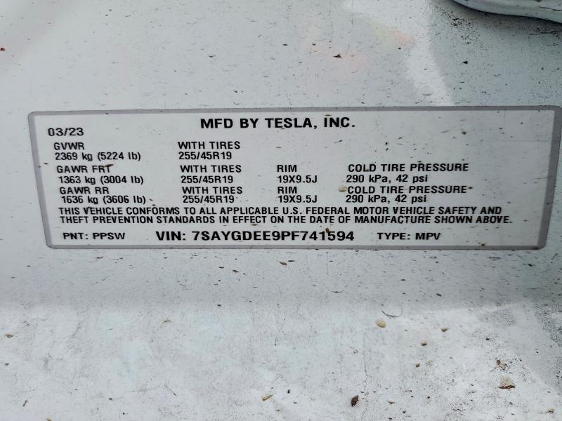 Aukcja sprzedaży 2023 Tesla Model Y, vin: 7SAYGDEE9PF741594, numer aukcji: 78505545