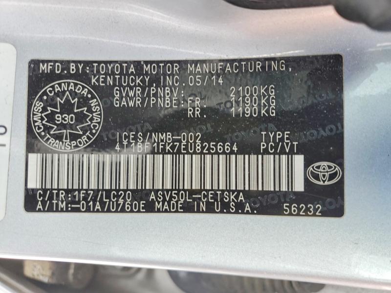 78699875 :رقم المزاد ، 4T1BF1FK7EU825664 vin ، 2014 Toyota Camry مزاد بيع