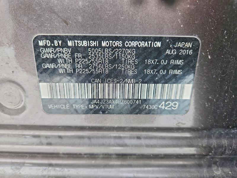 96913575 :رقم المزاد ، JA4JZ3AX4HZ600741 vin ، 2017 Mitsubishi Outlander مزاد بيع