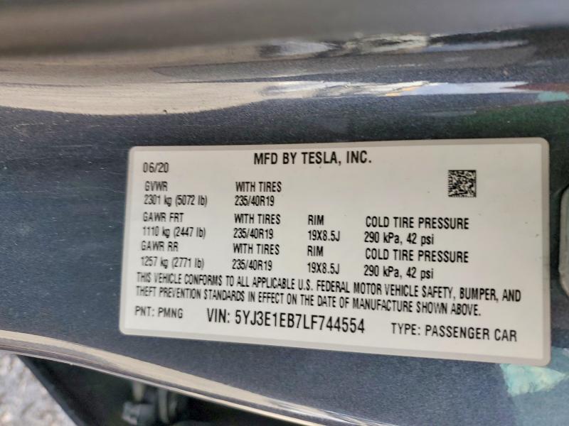 Продажа на аукционе авто 2020 Tesla Model 3, vin: 5YJ3E1EB7LF744554, номер лота: 78340265