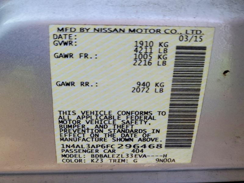 77870625 :رقم المزاد ، 1N4AL3AP6FC296468 vin ، 2015 Nissan Altima مزاد بيع