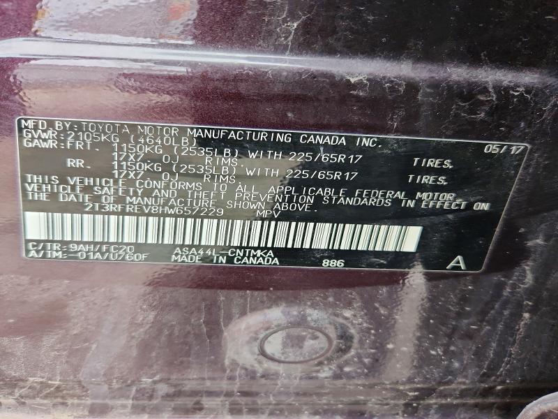 Продаж на аукціоні авто 2017 Toyota Rav4, vin: 2T3RFREV8HW657229, номер лоту: 78508955