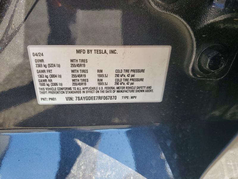 Продаж на аукціоні авто 2024 Tesla Model Y, vin: 7SAYGDEE7RF067870, номер лоту: 78256695