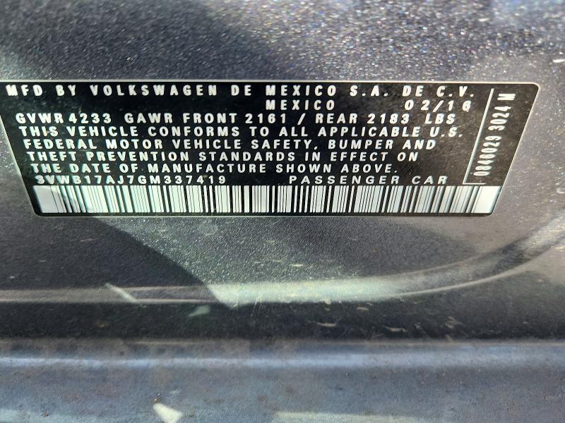 Aukcja sprzedaży 2016 Volkswagen Jetta, vin: 3VWB17AJ7GM337419, numer aukcji: 78779285