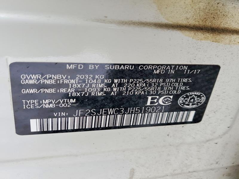 74081845 :رقم المزاد ، JF2SJEWC3JH519021 vin ، 2018 Subaru Forester مزاد بيع