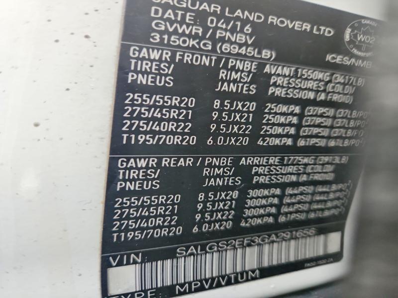 Продажа на аукционе авто 2016 Land Rover Range Rover, vin: SALGS2EF3GA291656, номер лота: 74023015