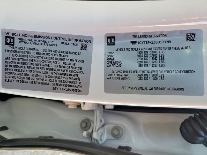 2025 Cadillac Escalade Iq მანქანა იყიდება აუქციონზე, vin: 1GYTEFKL0SU105099, აუქციონის ნომერი: 78845685