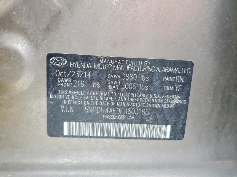 79113295 :رقم المزاد ، 5NPDH4AE0FH603165 vin ، 2015 Hyundai Elantra مزاد بيع