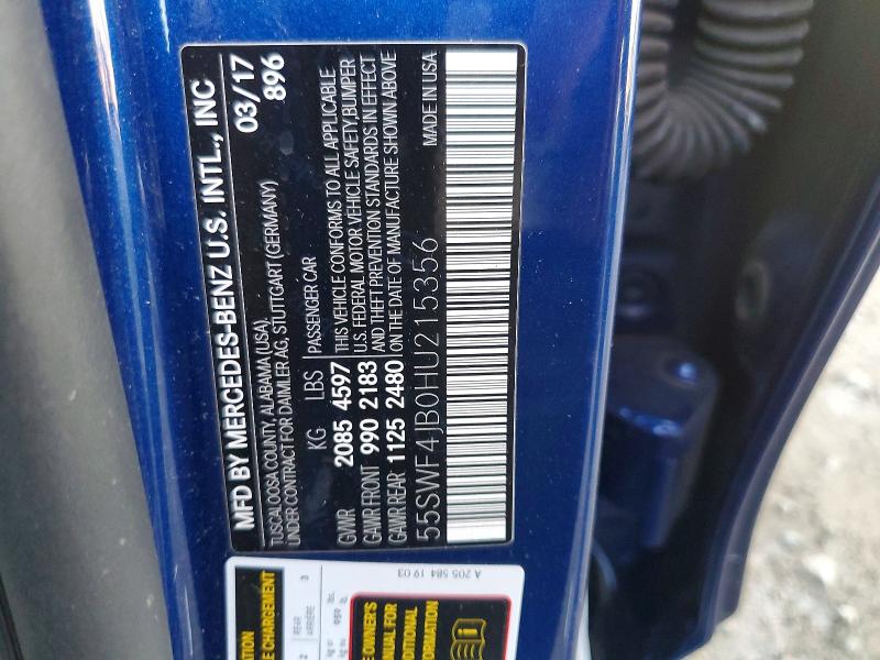 Продажа на аукционе авто 2017 Mercedes-benz C, vin: 55SWF4JB0HU215356, номер лота: 78732535