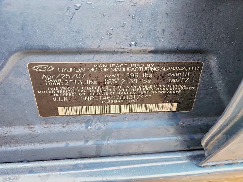 77668905 :رقم المزاد ، 5NPET46C78H317441 vin ، 2008 Hyundai Sonata مزاد بيع