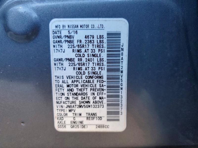 Продажа на аукционе авто 2016 Nissan Rogue S, vin: JN8AT2MV5GW132373, номер лота: 77394265