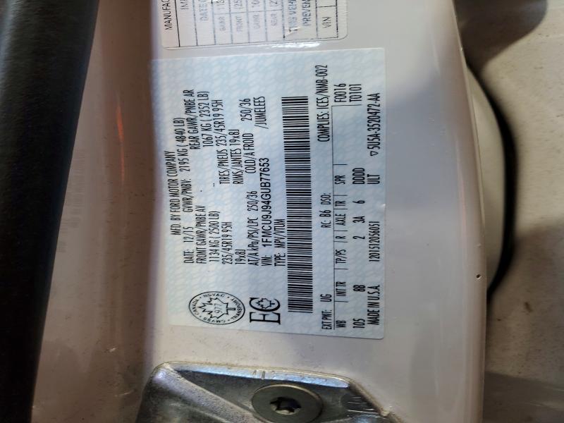 77730275 :رقم المزاد ، 1FMCU9J94GUB77653 vin ، 2016 Ford Escape مزاد بيع