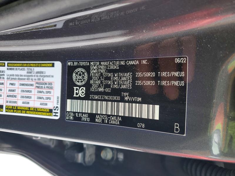 Aukcja sprzedaży 2022 Lexus Nx, vin: 2T2GKCEZ7NC003830, numer aukcji: 75353685