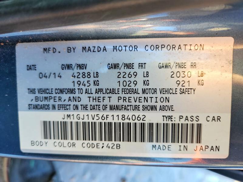 Продажа на аукционе авто 2015 Mazda 6, vin: JM1GJ1V56F1184062, номер лота: 78417865