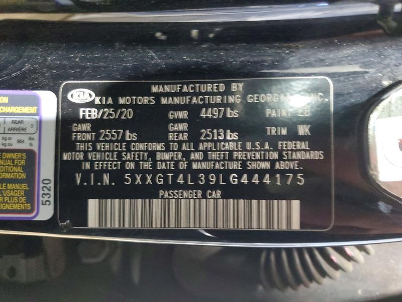 2020 Kia Optima მანქანა იყიდება აუქციონზე, vin: 5XXGT4L39LG444175, აუქციონის ნომერი: 72678045