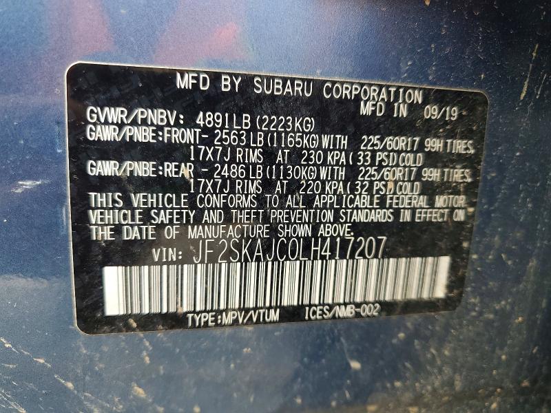 Aukcja sprzedaży 2020 Subaru Forester, vin: JF2SKAJC0LH417207, numer aukcji: 77771865