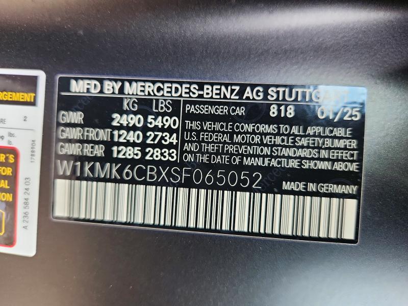 Aukcja sprzedaży 2025 Mercedes-benz Cle, vin: W1KMK6CBXSF065052, numer aukcji: 77238665