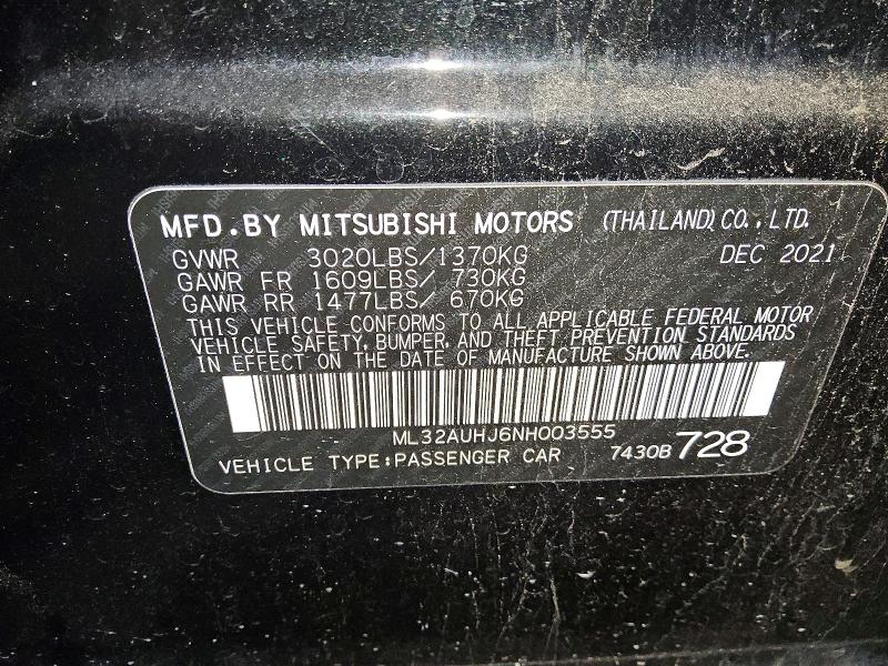 Продаж на аукціоні авто 2022 Mitsubishi Mirage, vin: ML32AUHJ6NH003555, номер лоту: 78691315
