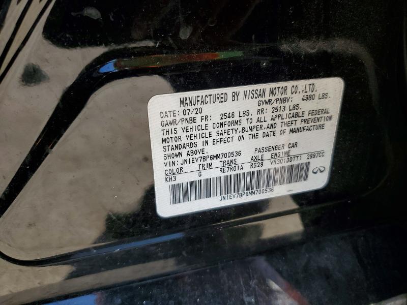 Aukcja sprzedaży 2021 Infiniti Q50, vin: JN1EV7BP6MM700536, numer aukcji: 77466345