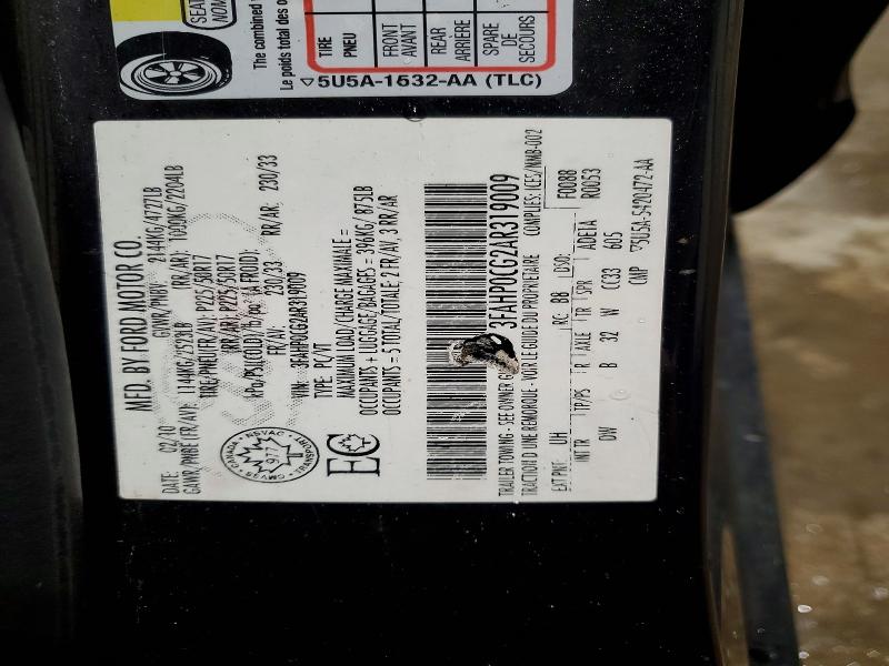 Продажа на аукционе авто 2010 Ford Fusion Sel, vin: 3FAHP0CG2AR319009, номер лота: 74985005