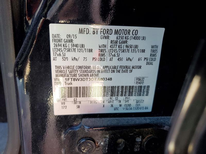 Auction sale of the 2016 Ford F350, vin: 1FT8W3DT3GEA80348, lot number: 78165525