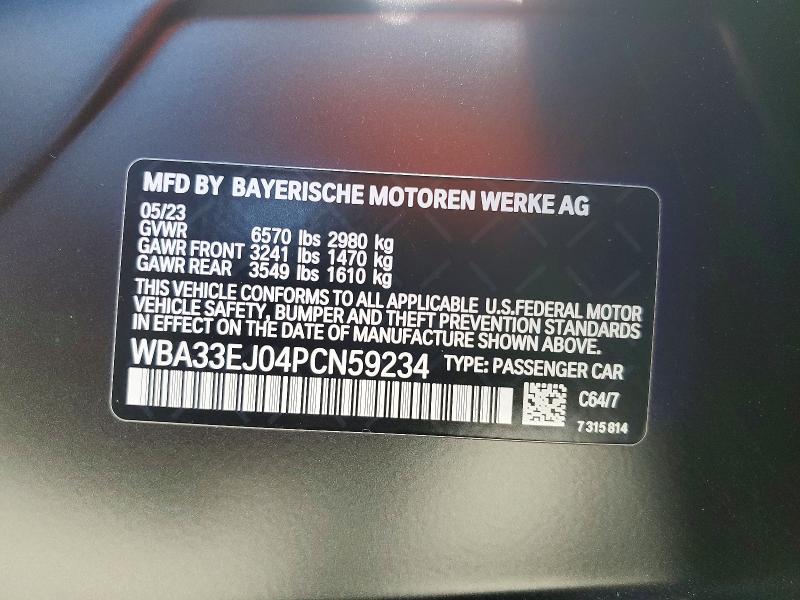 2023 Bmw 760 მანქანა იყიდება აუქციონზე, vin: WBA33EJ04PCN59234, აუქციონის ნომერი: 78464835