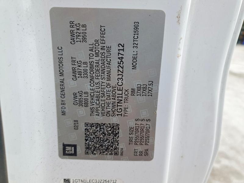 78886045 :رقم المزاد ، 1GTN1LEC3JZ254712 vin ، 2018 Gmc Sierra مزاد بيع