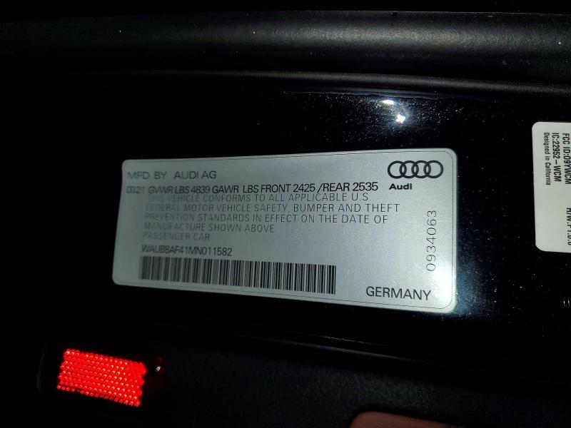 Aukcja sprzedaży 2021 Audi A4, vin: WAUBBAF41MN011582, numer aukcji: 79198565