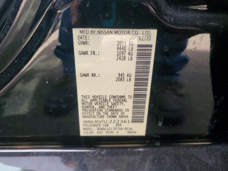 76853585 :رقم المزاد ، 1N4AL4CV7LC222361 vin ، 2020 Nissan Altima مزاد بيع