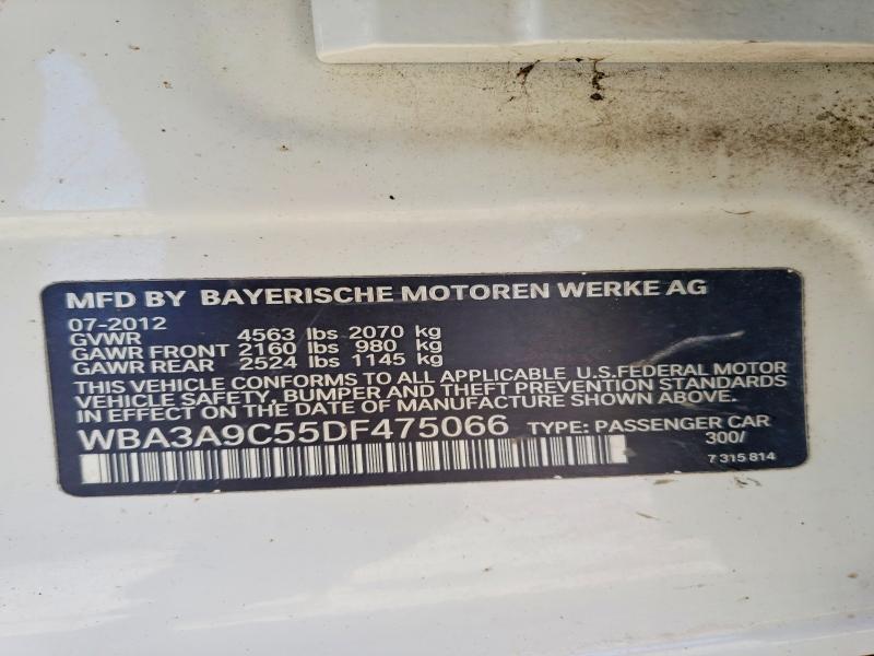 2013 Bmw 335 მანქანა იყიდება აუქციონზე, vin: WBA3A9C55DF475066, აუქციონის ნომერი: 75764245