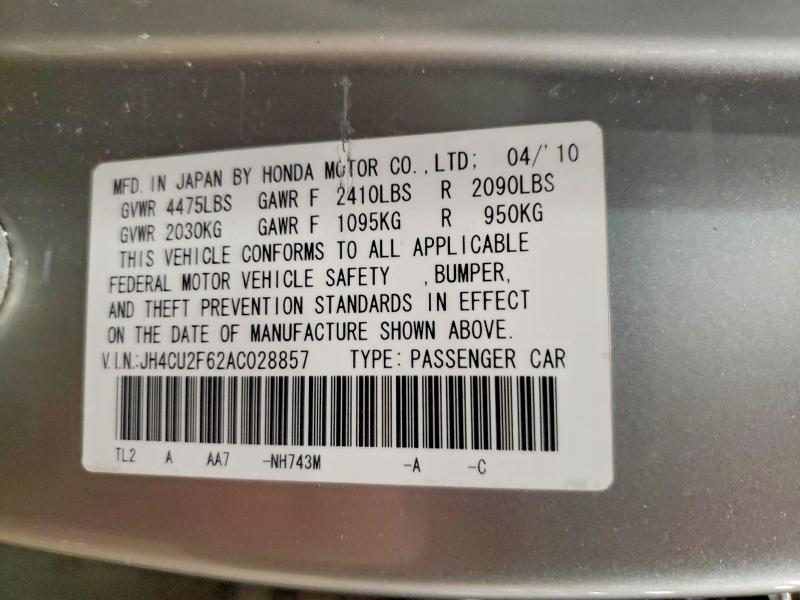 Продажа на аукционе авто 2010 Acura Transport, vin: JH4CU2F62AC028857, номер лота: 78222885