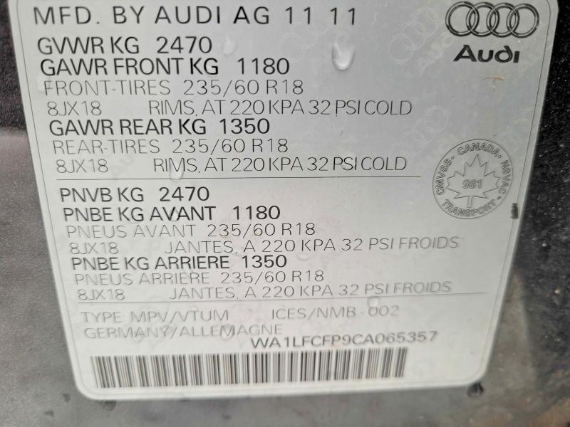 Продаж на аукціоні авто 2012 Audi Q5 Premium, vin: WA1LFCFP9CA065357, номер лоту: 77110335