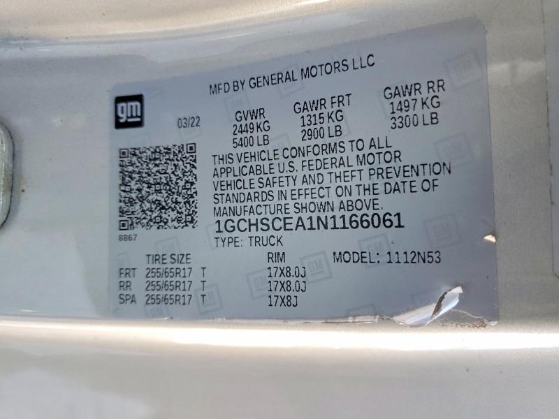 Продажа на аукционе авто 2022 Chevrolet Colorado, vin: 1GCHSCEA1N1166061, номер лота: 78102685