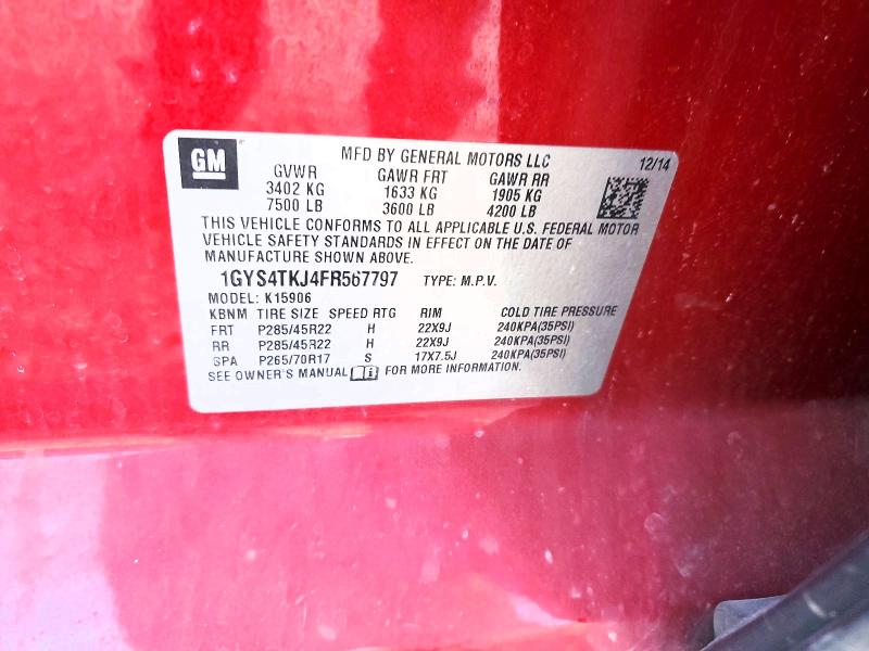 Aukcja sprzedaży 2015 Cadillac Escalade, vin: 1GYS4TKJ4FR567797, numer aukcji: 76922735