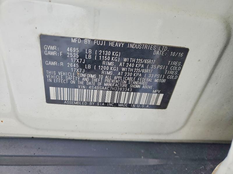 Aukcja sprzedaży 2017 Subaru Outback, vin: 4S4BSAAC7H3283343, numer aukcji: 75562005