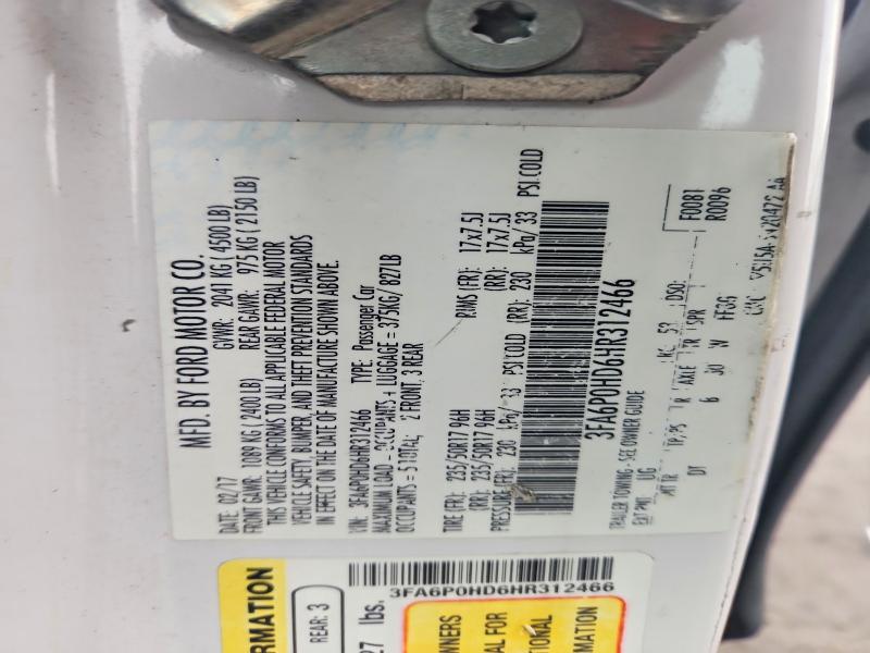 Aukcja sprzedaży 2017 Ford Fusion, vin: 3FA6P0HD6HR312466, numer aukcji: 76443855