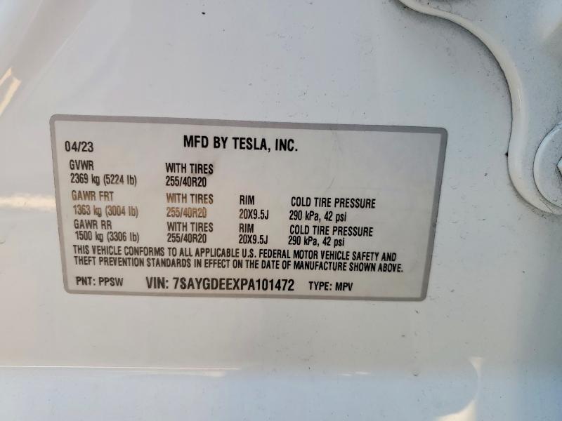 Продажа на аукционе авто 2023 Tesla Model Y, vin: 7SAYGDEEXPA101472, номер лота: 78164505