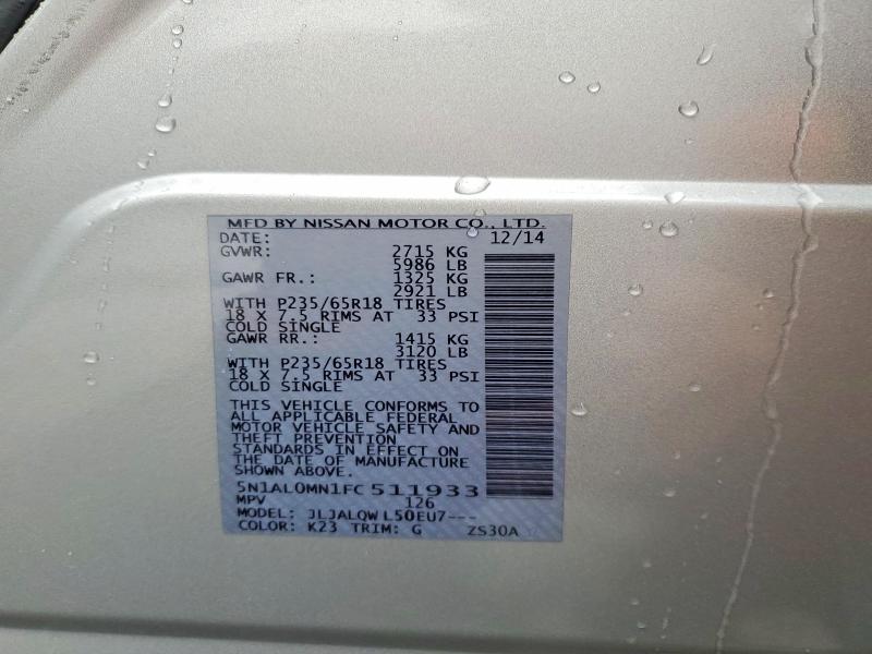 Aukcja sprzedaży 2015 Infiniti Qx60, vin: 5N1AL0MN1FC511933, numer aukcji: 78339505