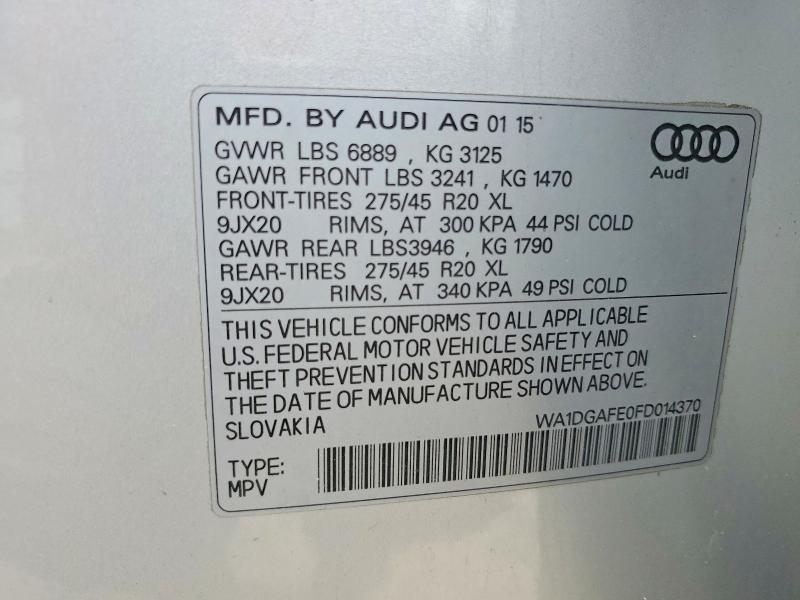 Aukcja sprzedaży 2015 Audi Q7, vin: WA1DGAFE0FD014370, numer aukcji: 78174195