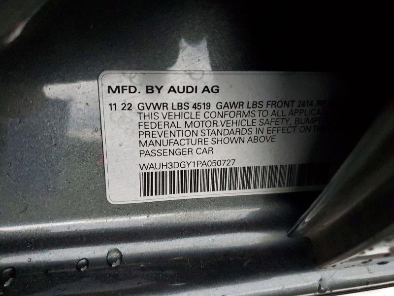 2023 Audi S3 მანქანა იყიდება აუქციონზე, vin: WAUH3DGY1PA050727, აუქციონის ნომერი: 79209955